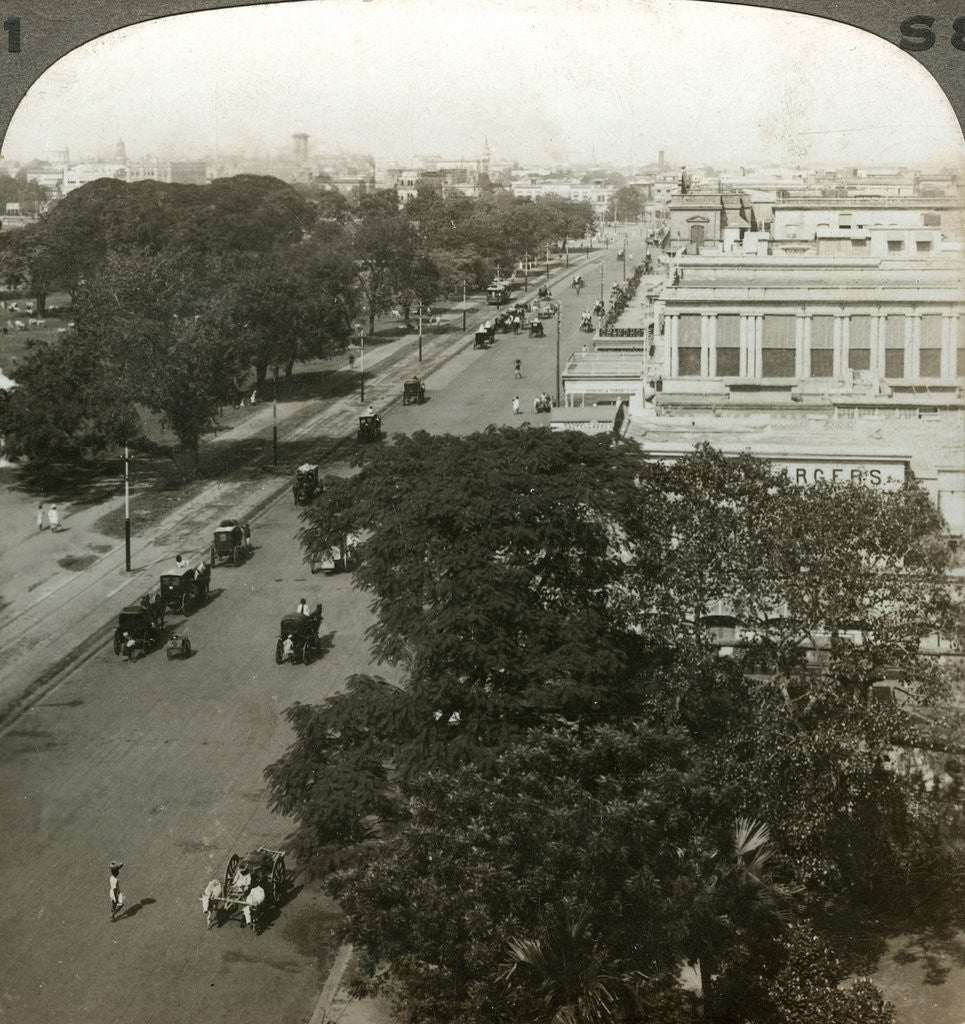 Detail of Chowringhee Road, Calcutta, India by Underwood & Underwood
