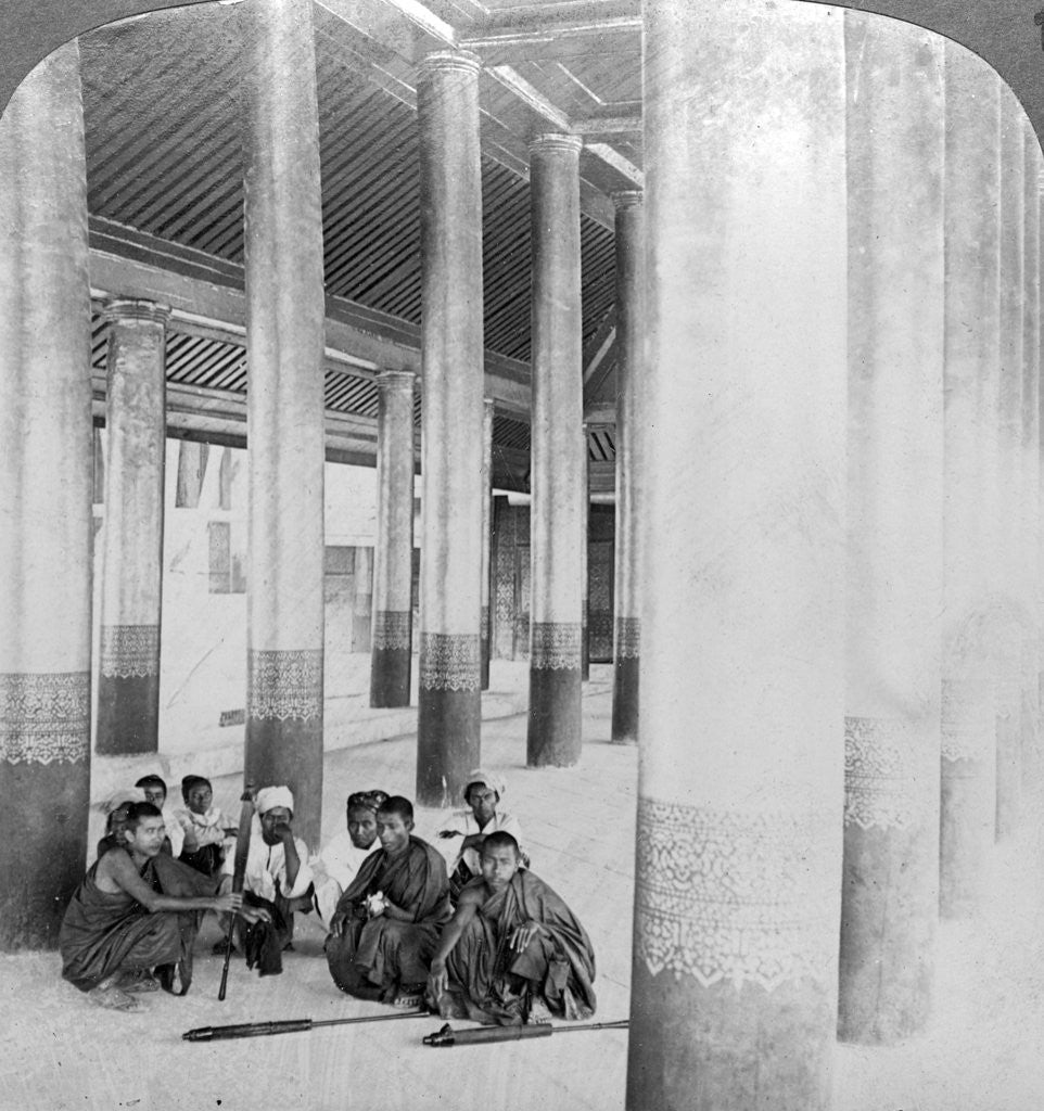 Detail of Inside the audience hall, Mandalay Palace, Burma by Underwood & Underwood