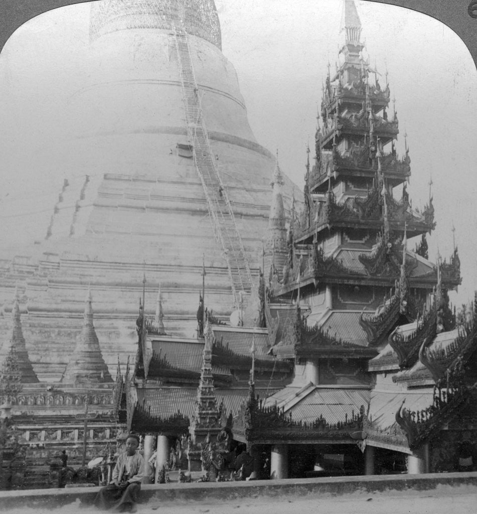 Detail of Shwedagon Pagoda, Rangoon, Burma by Underwood & Underwood