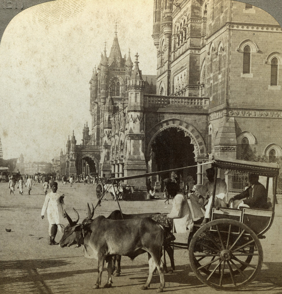 Detail of 'Ekka', outside Victoria Station, Bombay, India by Underwood & Underwood