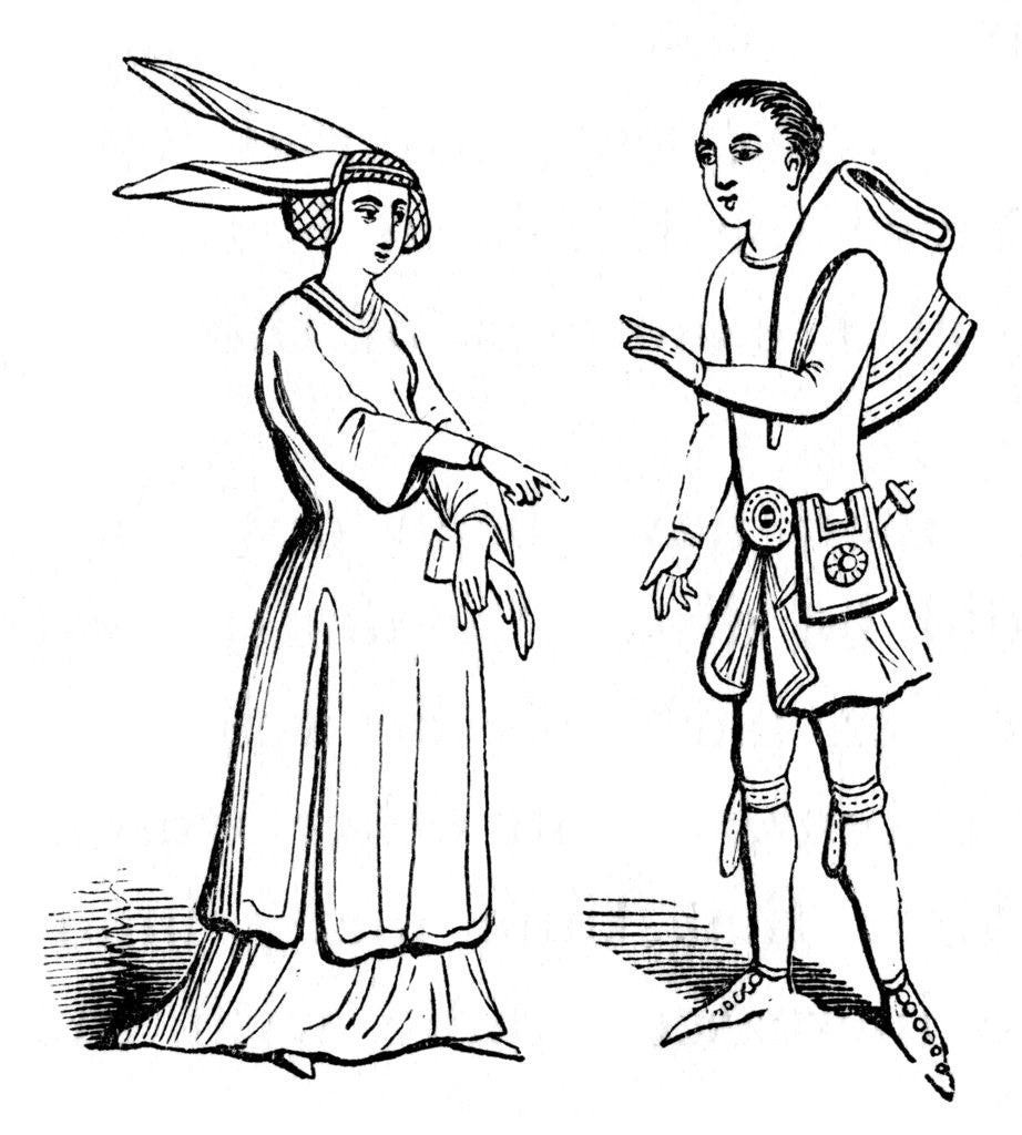 Detail of Male and female costume by Anonymous