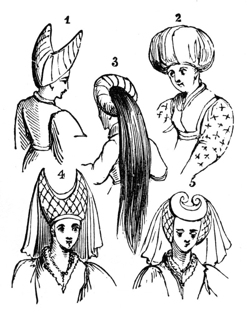 Detail of Women's headdresses by Anonymous