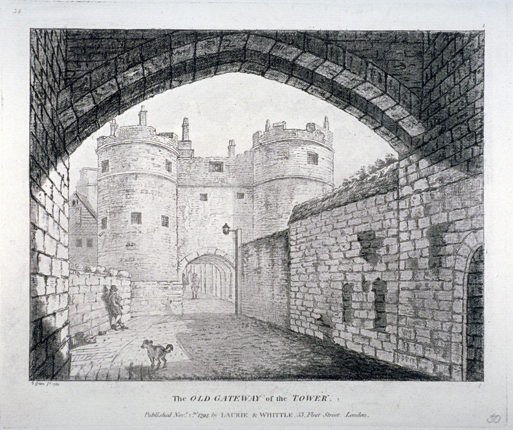 Detail of View of the 'old' gateway to the Tower of London by Anonymous