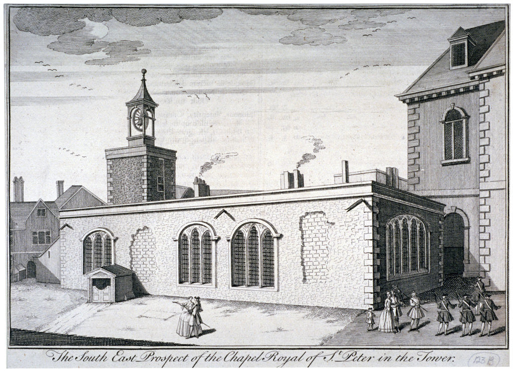 Detail of South-east view of the Chapel of St Peter ad Vincula, Tower of London by William Henry Toms