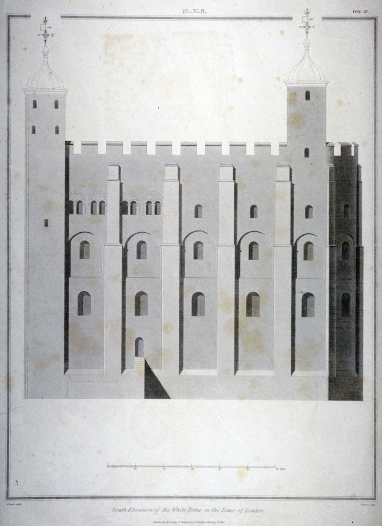 Detail of South elevation of the White Tower, Tower of London by James Basire II