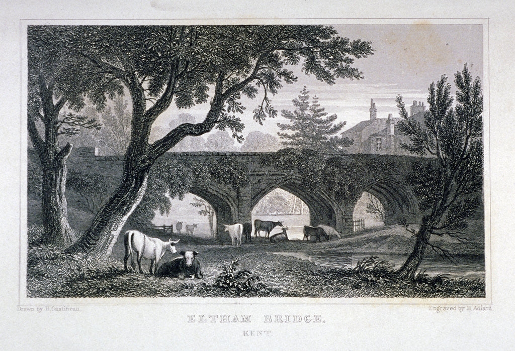 Detail of A bridge at Eltham Palace, Kent by Henry Adlard