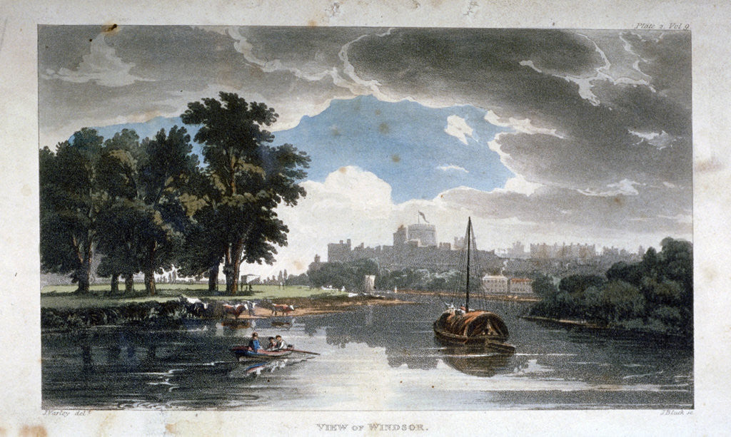 Detail of View of Windsor from the River Thames, Berkshire by J Bluck