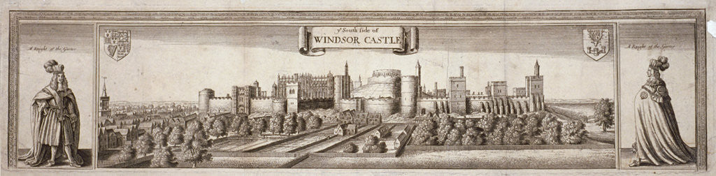 Detail of View of the south side of Windsor Castle, Berkshire by Wenceslaus Hollar