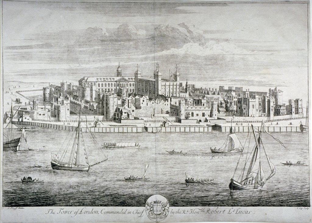 Detail of Tower of London by Johannes Kip