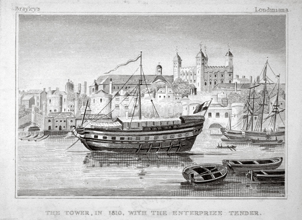 Detail of The Tower of London with the 'Enterprize' tender in the foreground by Anonymous