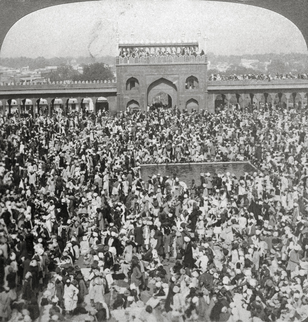 Detail of In the Court of the Jumma Mosque, Delhi, India by Underwood & Underwood