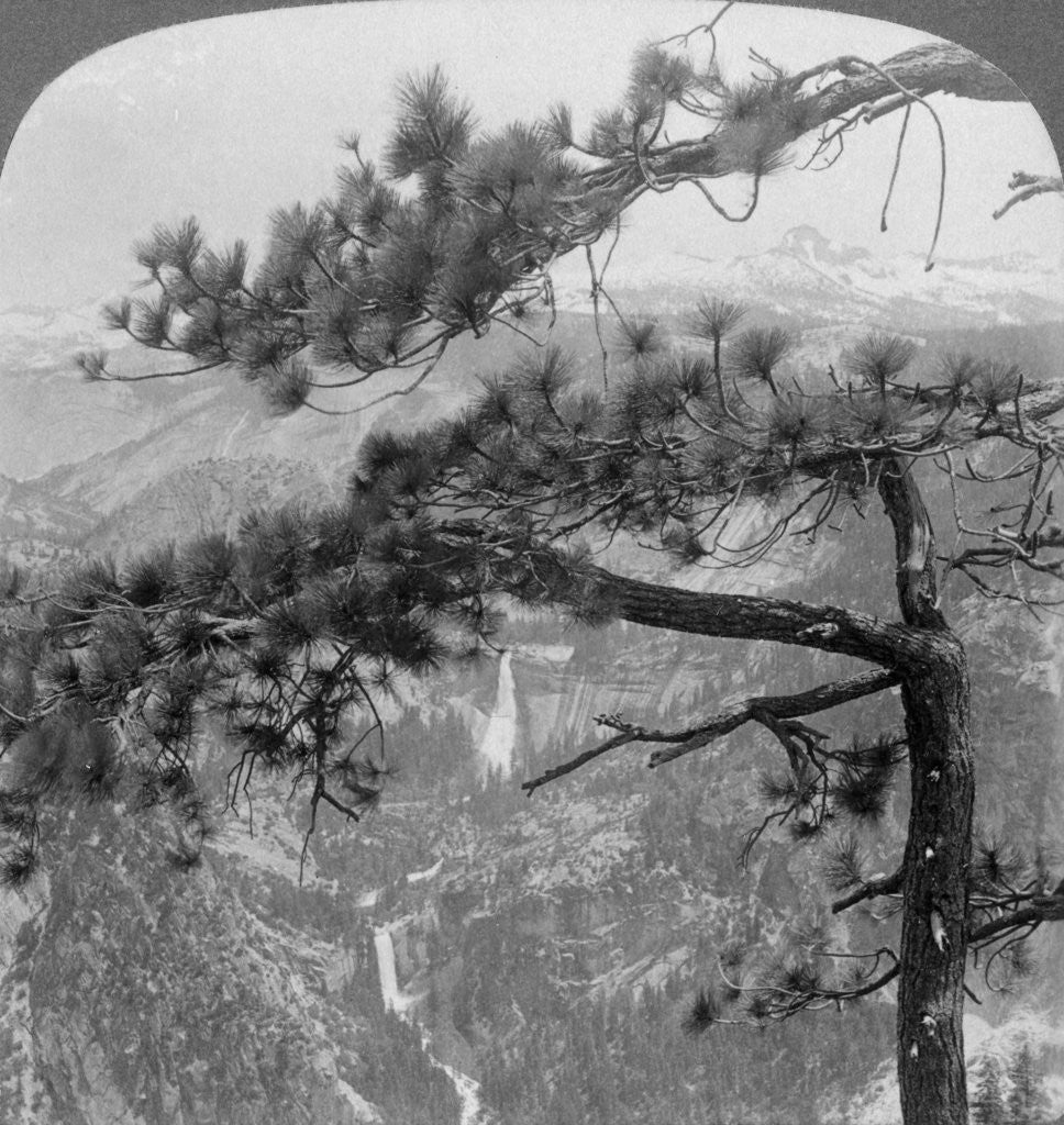 Detail of Nevada Falls, Vernal Falls and Liberty Cap, Yosemite Valley, California, USA by Underwood & Underwood