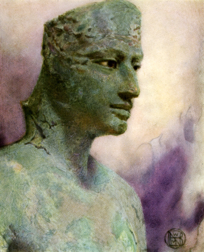 Detail of Head of a bronze statue of Pepy I, Ancient Egyptian pharaoh by Winifred Mabel Brunton