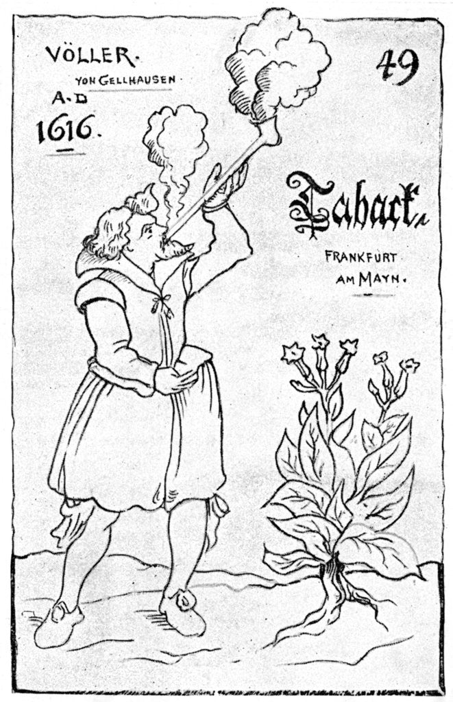 Detail of One of the earliest illustrations of smoking by Anonymous
