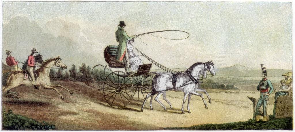 Detail of The Prince Regent driving Mrs Q on the road to Brighton by Anonymous