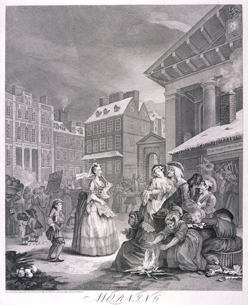 Detail of Morning, plate I from Times of Day by William Hogarth