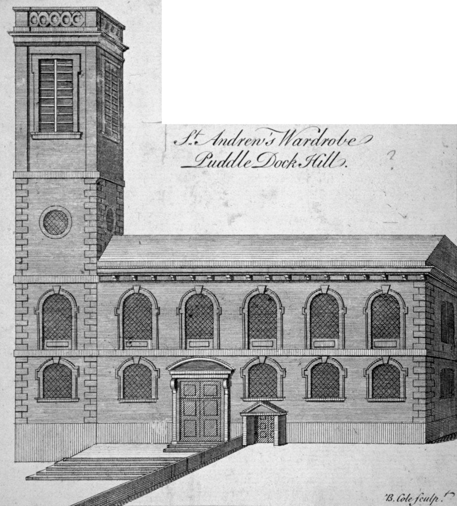 Detail of Exterior view of St Andrew by the Wardrobe, City of London by Benjamin Cole