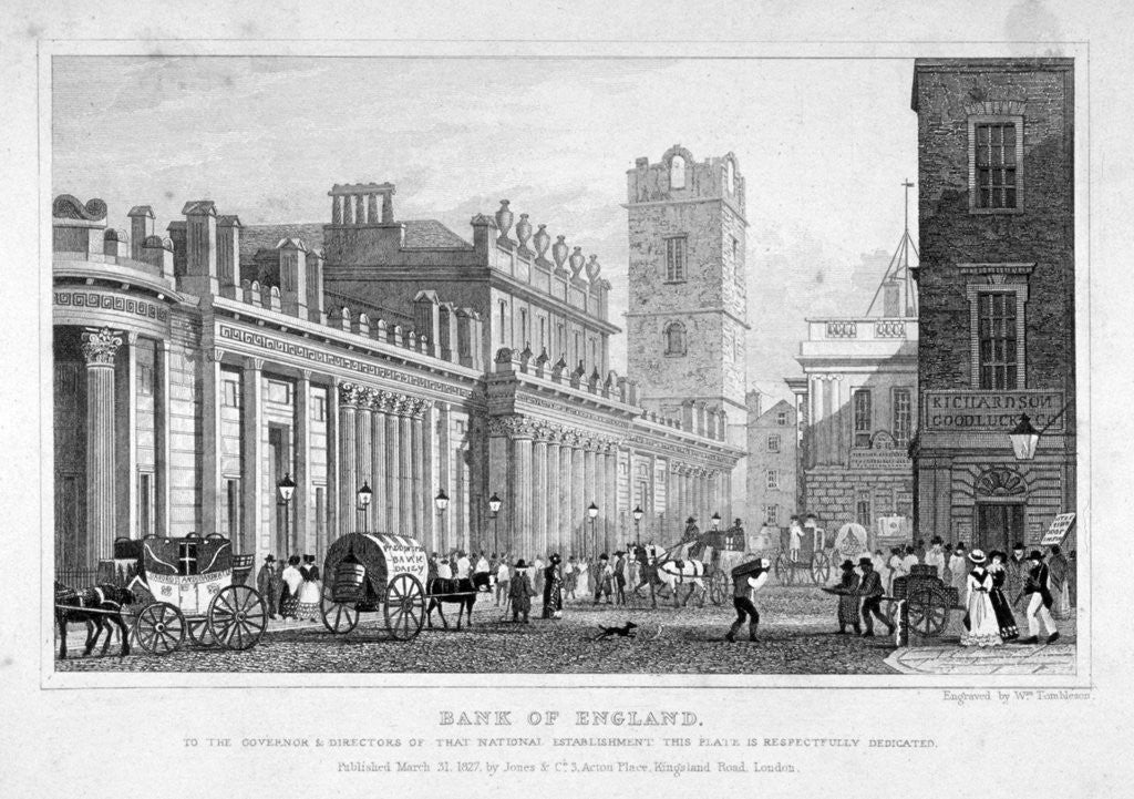 Detail of The Bank of England, City of London by William Tombleson