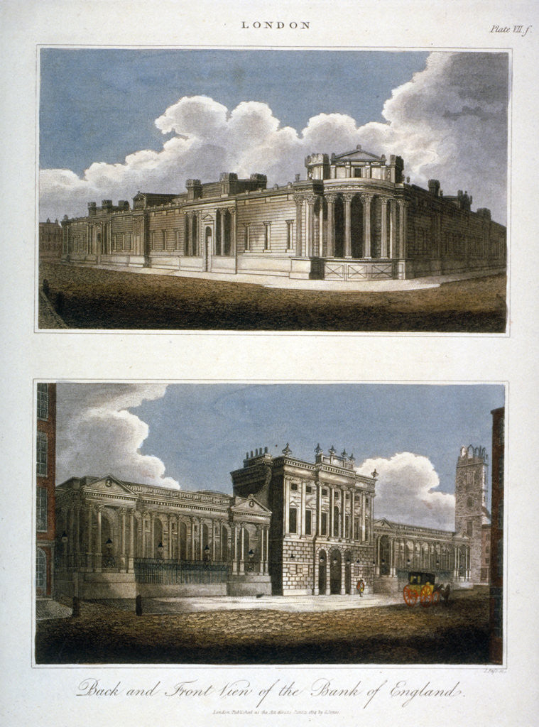 Detail of Two views of the Bank of England, City of London by J Pass