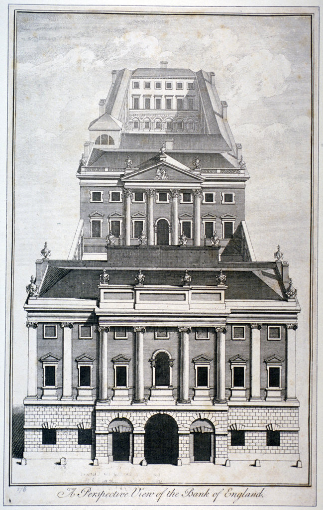 Detail of Perspective view of the Bank of England, City of London by Benjamin Cole