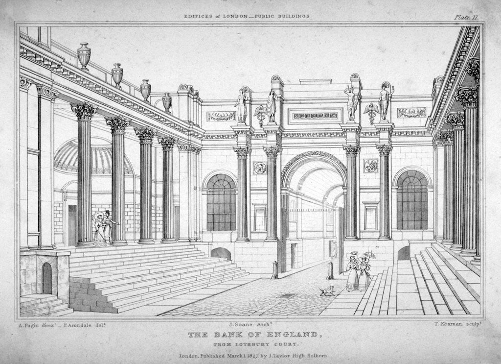 Detail of View of the Bank of England from Lothbury court, City of London by T Kearnan