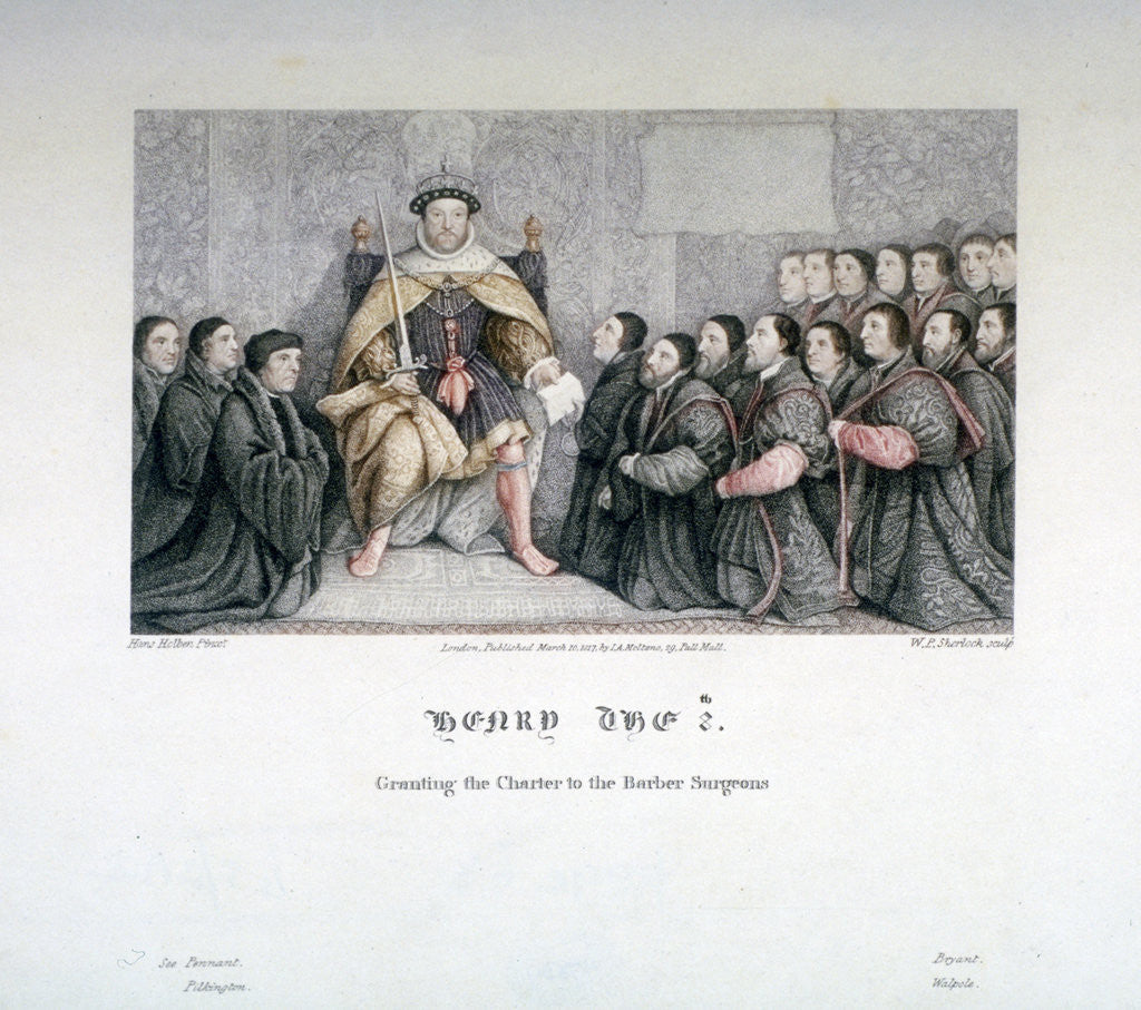 Detail of Henry VIII granting the charter to the Barber Surgeons by William P Sherlock
