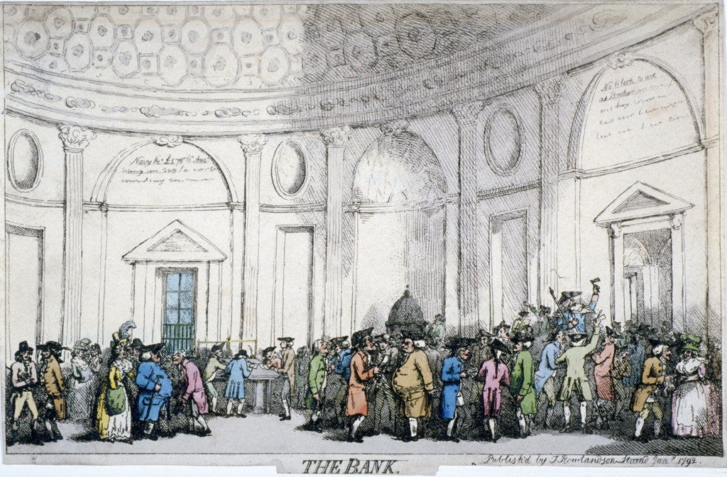 Detail of Interior view of the Bank of England, City of London by Thomas Rowlandson