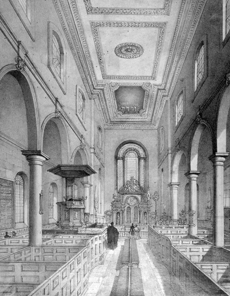 Detail of Interior of St Bartholomew-by-the-Exchange, City of London by Nathaniel Whittock