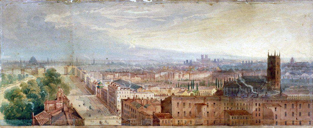 Detail of Aerial view of Knightsbridge, London by George Robert Vawser