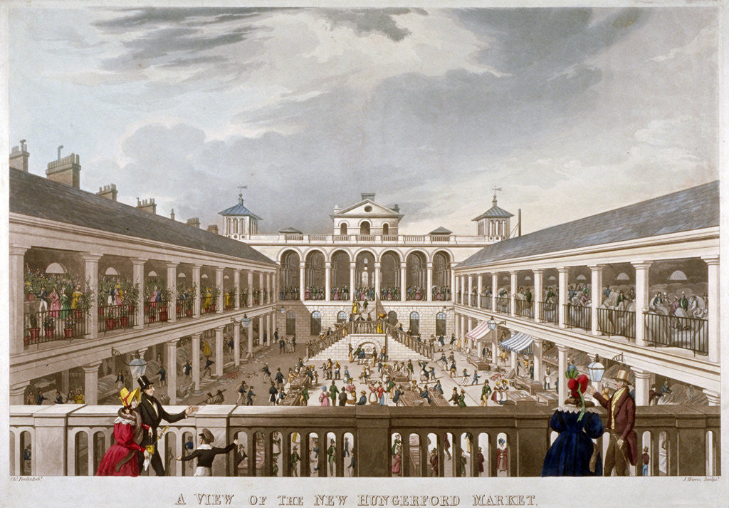 Detail of A View of the New Hungerford Market, Westminster, London by J Harris