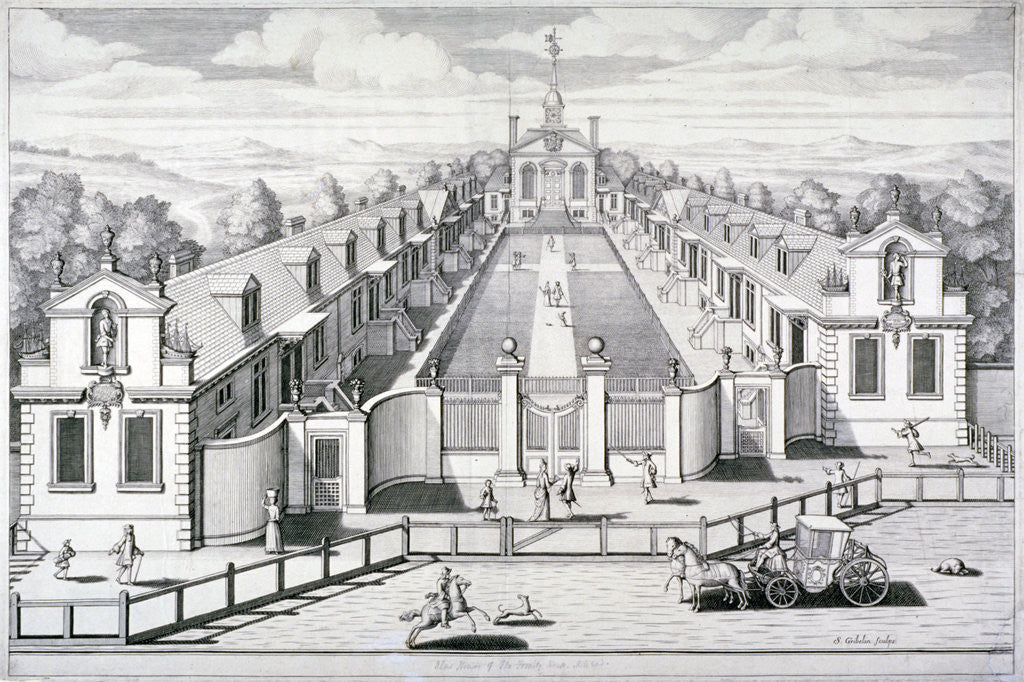 Detail of Trinity Almshouses, Mile End Road, Stepney, London by Simon Gribelin