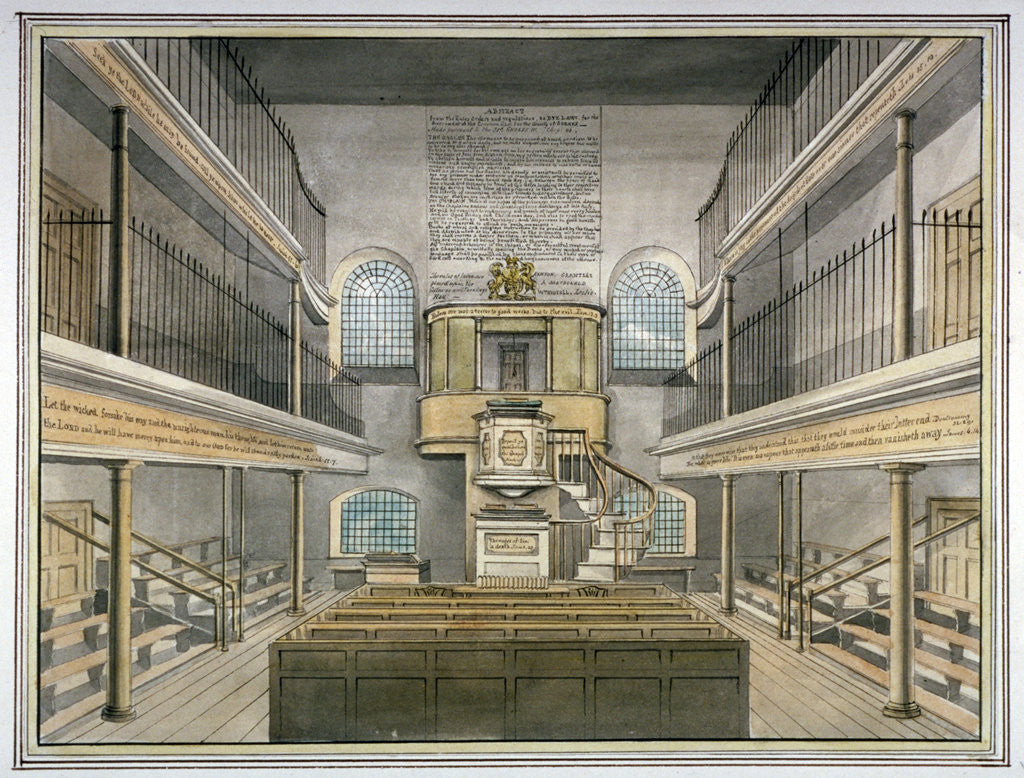 Detail of Interior view of the chapel, Horsemonger Lane Prison, Union Road, Southwark, London by G Yates