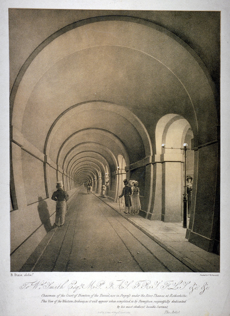 Detail of View of the (proposed) western archway of the Thames Tunnel, London by Anonymous