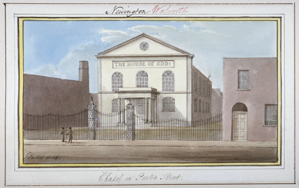 Detail of View of the chapel in Penton Street, Southwark, London by G Yates