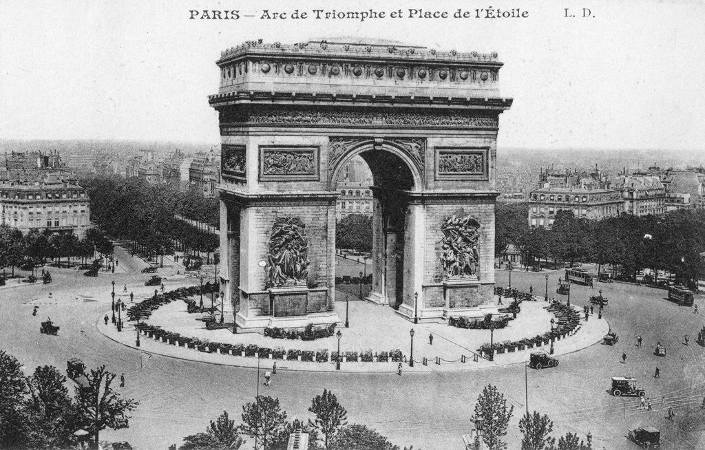 Detail of Arc de Triomphe and Place de l'Etoile, Paris, France by Anonymous