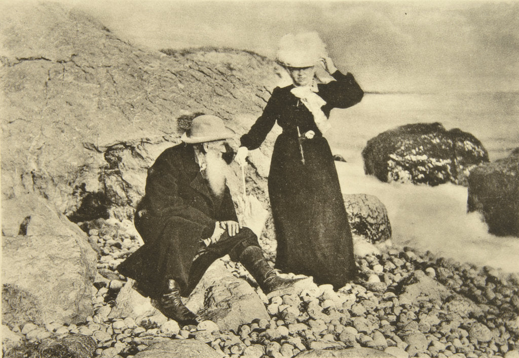 Detail of Russian author Leo Tolstoy and his wife Sophia by the Black Sea, Crimea, Russia, 1902 by Sophia Tolstaya