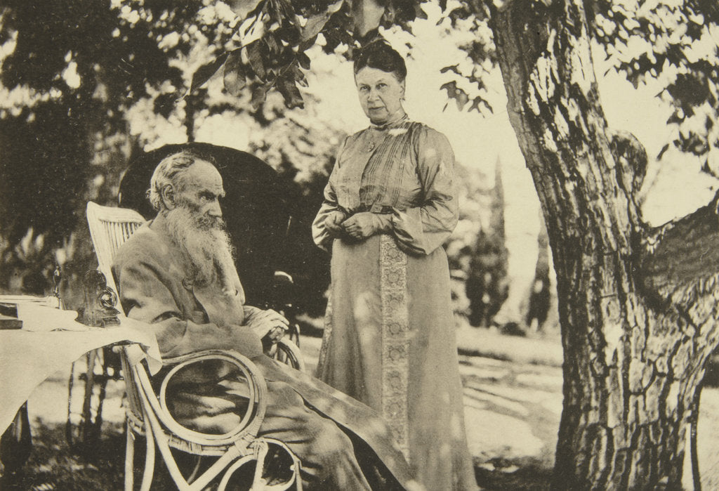 Detail of Russian author Leo Tolstoy and his wife Sophia by the Black Sea, Crimea, Russia, 1902 by Sophia Tolstaya
