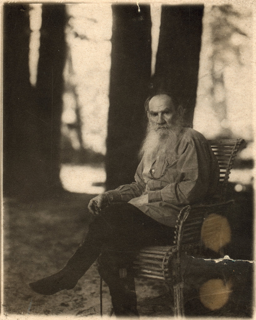 Detail of Russian author Leo Tolstoy, Yasnaya Polyana, near Tula, Russia, 1908 by Sergey Produkin-Gorsky
