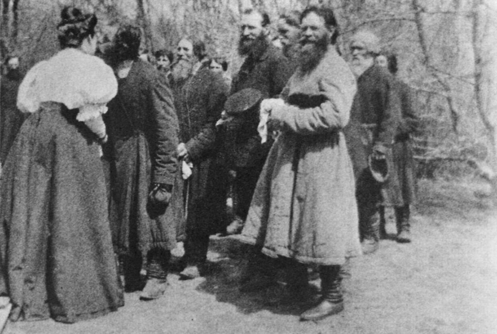 Detail of Landowner giving the Paschal greeting to her peasants, Russia, 1890s by Unknown