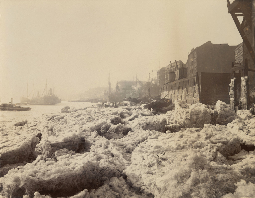 Detail of View of the Thames above Limehouse, London, during the frost of February 1895. by Anonymous