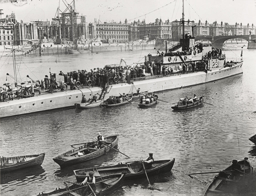 Detail of Ship and boats on the River Thames, London by Anonymous