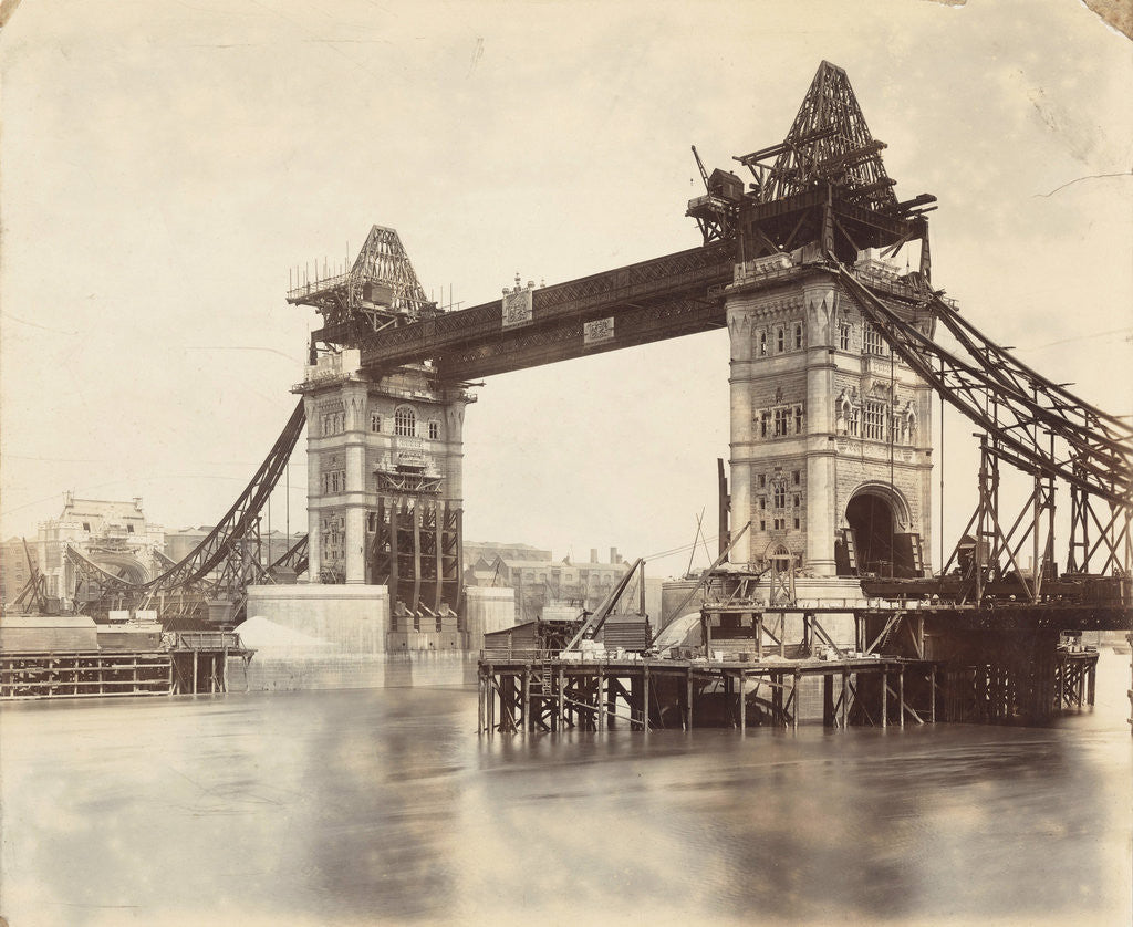 Detail of Tower Bridge under construction, London by Anonymous