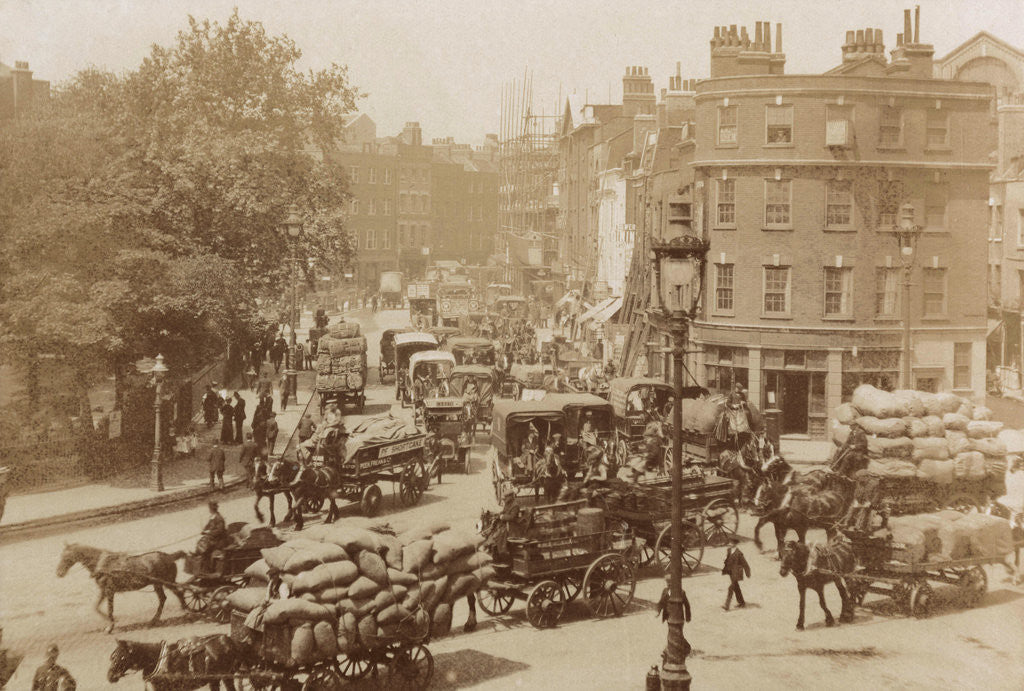 Detail of Junction of Tower Hill, Mansell Street and Tower Bridge, London, 11 June 1914. by Anonymous