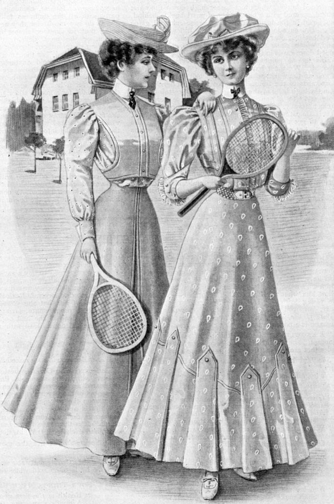 Detail of Tennis gowns, girls' attire for August by Anonymous
