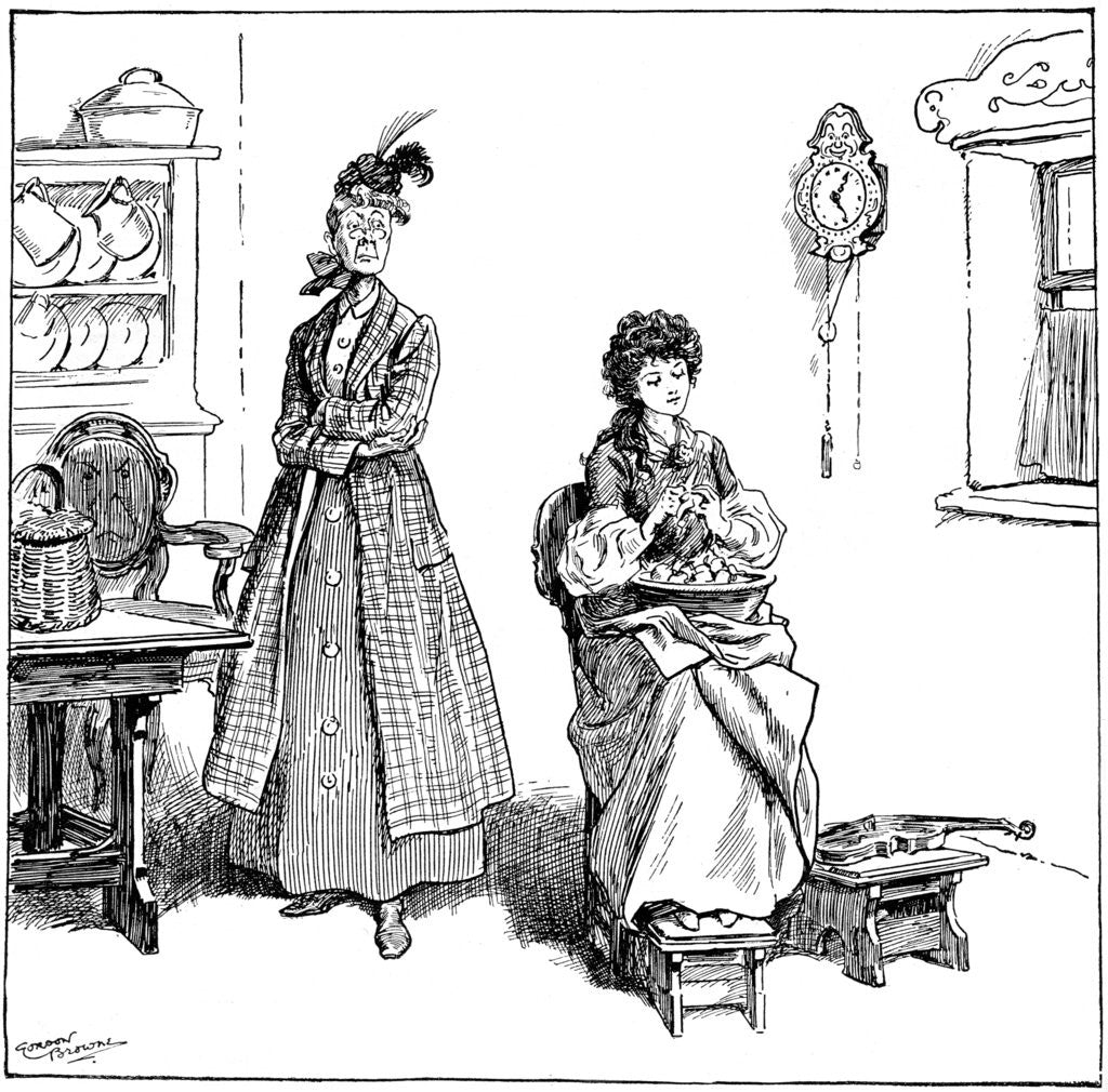 Detail of She learnt to peel onions without crying by Gordon Frederick Browne