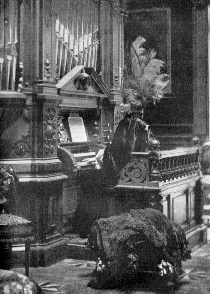 Detail of The Queen of Romania playing the organ by Anonymous