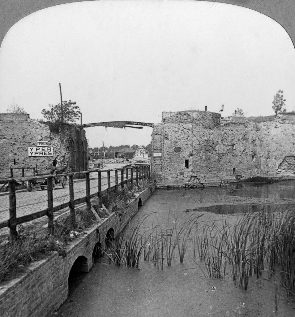 Detail of 14th century ramparts and Lille Gate, Ypres, Belgium, World War I by Realistic Travels Publishers