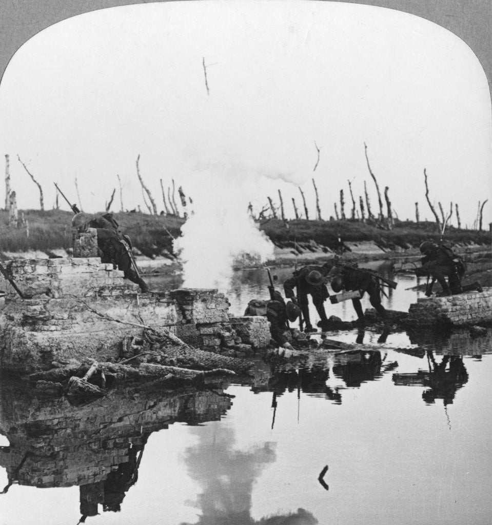 Detail of British troops on the Yser Canal, Flanders, Belgium, World War I by Realistic Travels Publishers