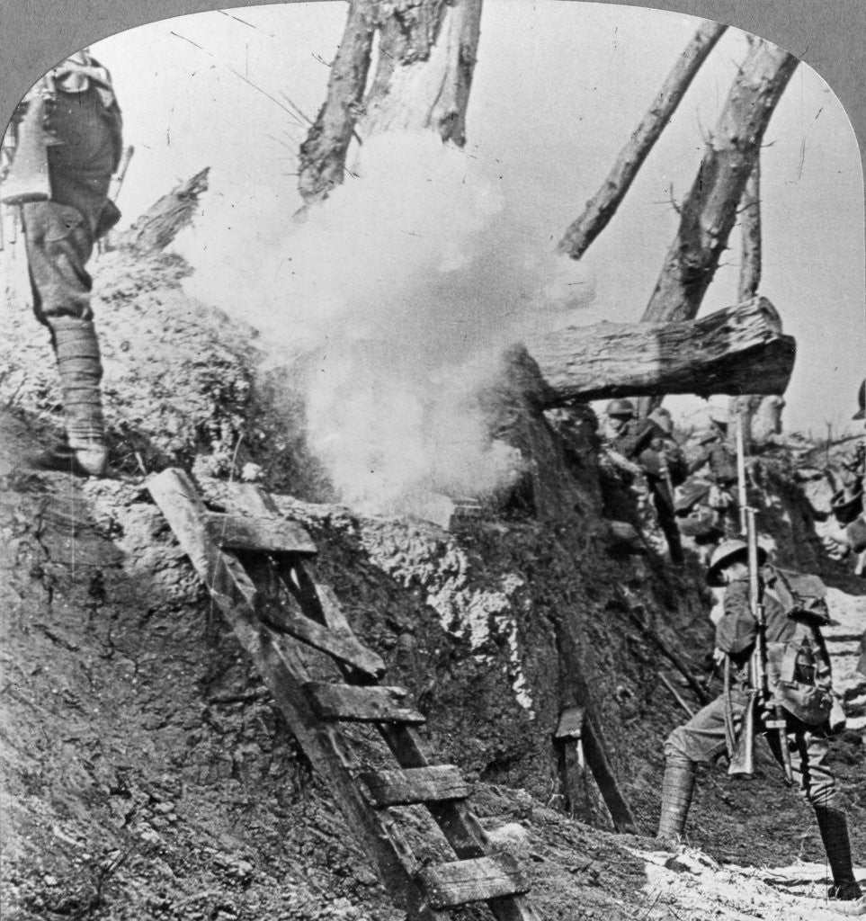 Detail of British troops going over the top, Flanders, Belgium, World War I by Realistic Travels Publishers