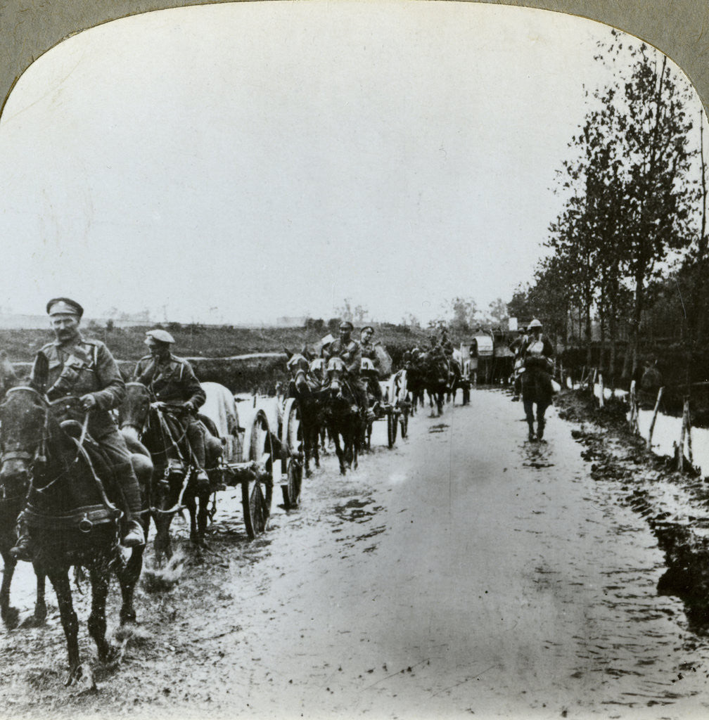 Detail of Artillery making their way through mud to Gommecourt, France, World War I by Realistic Travels Publishers